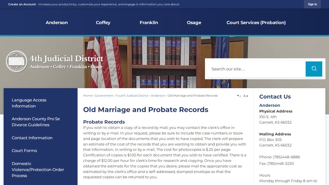Old Marriage and Probate Records - Franklin County, KS