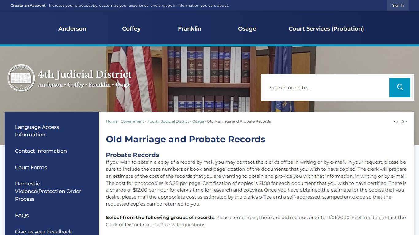 Old Marriage and Probate Records - Franklin County, Kansas